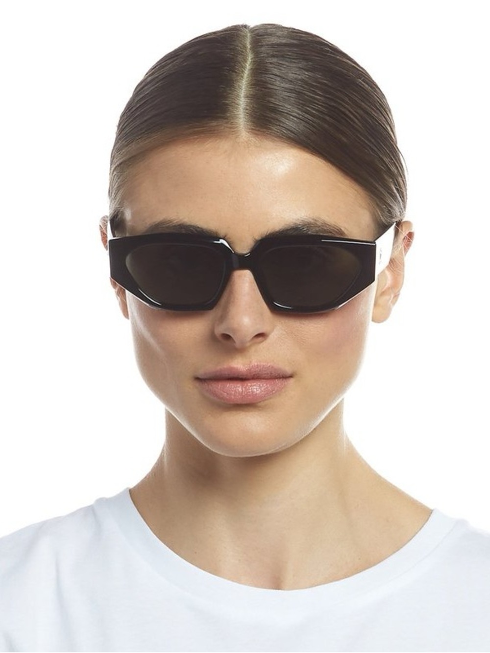 Le Specs Glossy Black Angular Cat-Eye Sunglasses